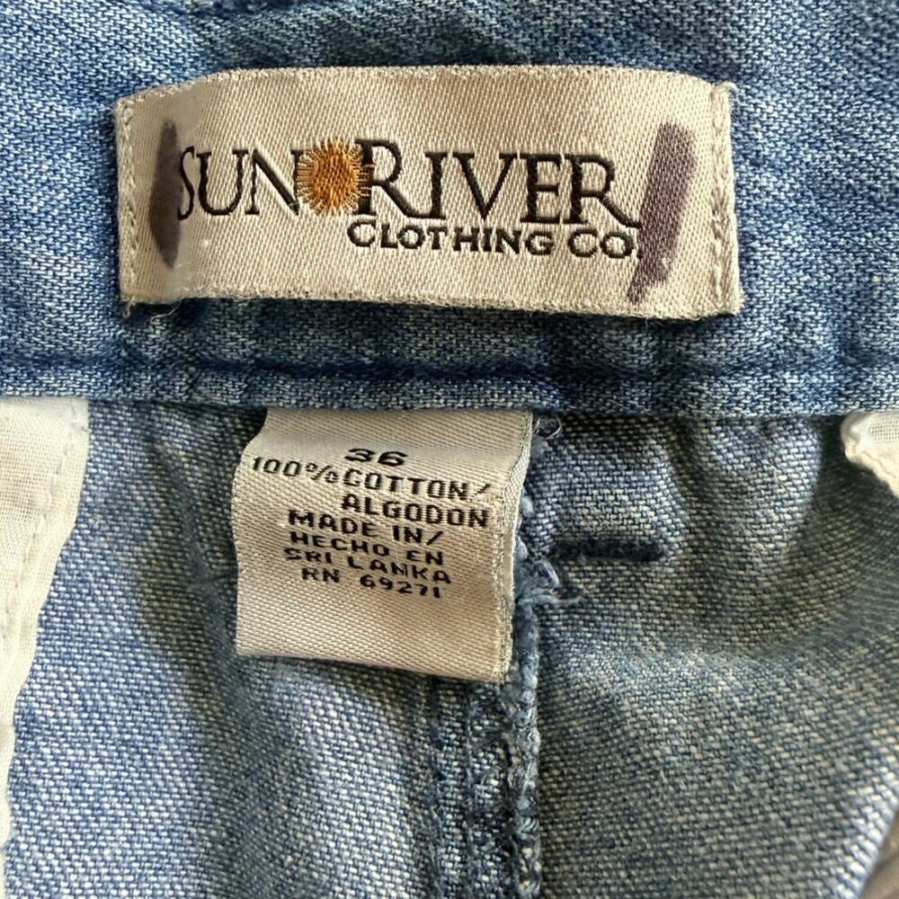 Vintage Sun River Clothing Co 90's Denim Cargo Hiking Shorts Size 36 Utility - Picture 5 of 12